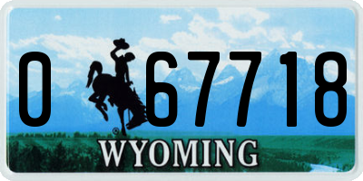 WY license plate 067718