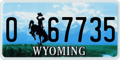 WY license plate 067735