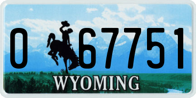 WY license plate 067751