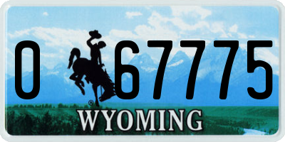 WY license plate 067775