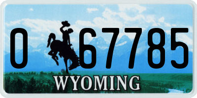 WY license plate 067785