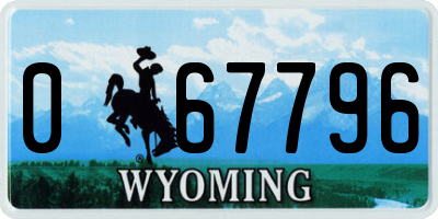 WY license plate 067796