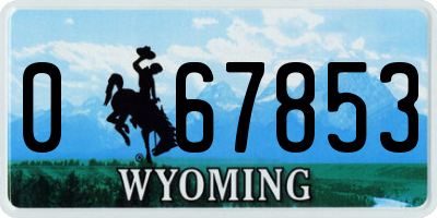 WY license plate 067853
