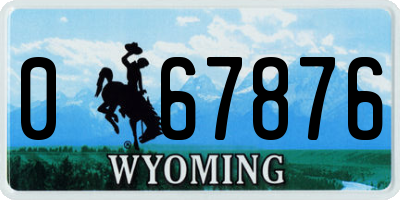 WY license plate 067876