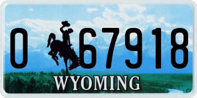 WY license plate 067918