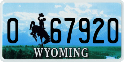 WY license plate 067920