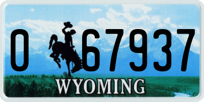 WY license plate 067937
