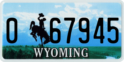 WY license plate 067945