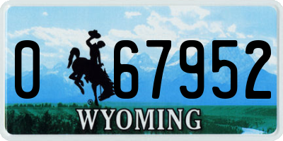 WY license plate 067952