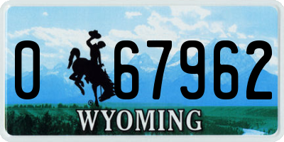 WY license plate 067962