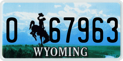 WY license plate 067963