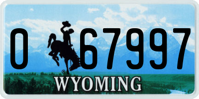 WY license plate 067997