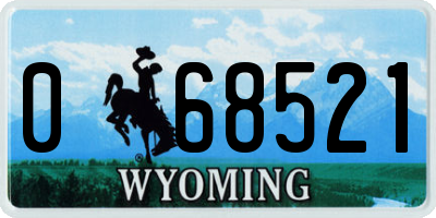 WY license plate 068521