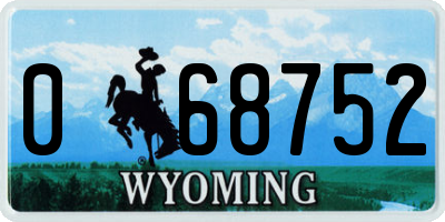 WY license plate 068752