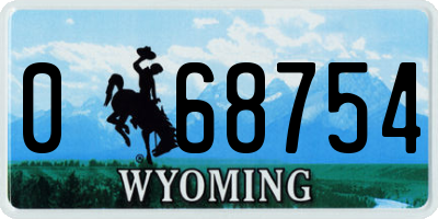 WY license plate 068754