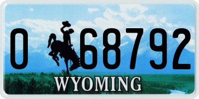 WY license plate 068792