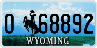 WY license plate 068892