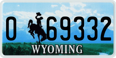 WY license plate 069332