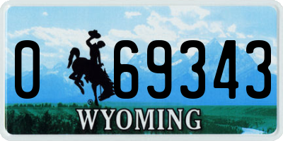 WY license plate 069343