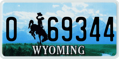 WY license plate 069344