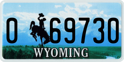 WY license plate 069730