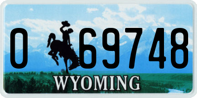 WY license plate 069748