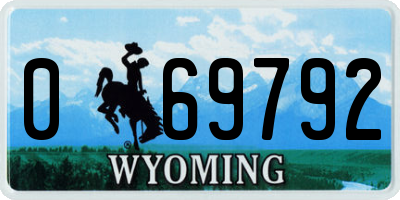 WY license plate 069792