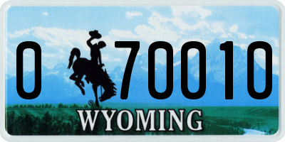 WY license plate 070010