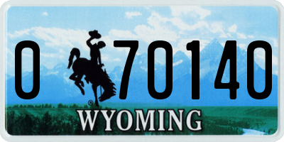 WY license plate 070140