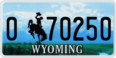 WY license plate 070250