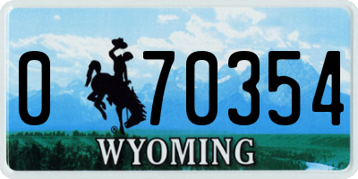 WY license plate 070354