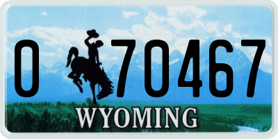 WY license plate 070467
