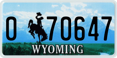 WY license plate 070647