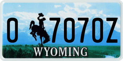 WY license plate 07070Z