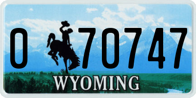 WY license plate 070747