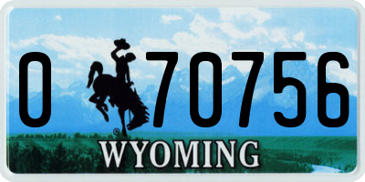 WY license plate 070756