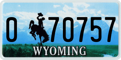 WY license plate 070757