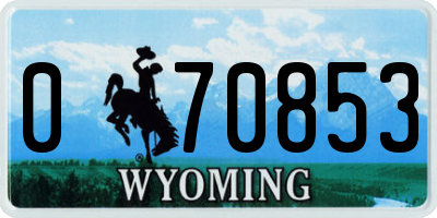 WY license plate 070853