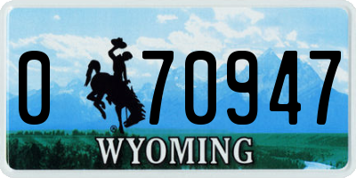 WY license plate 070947