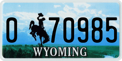 WY license plate 070985