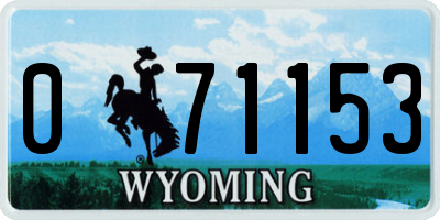 WY license plate 071153