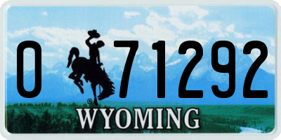 WY license plate 071292