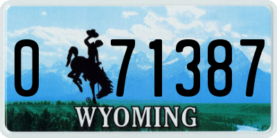 WY license plate 071387