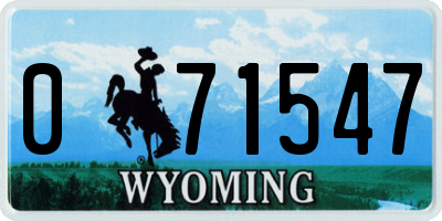 WY license plate 071547