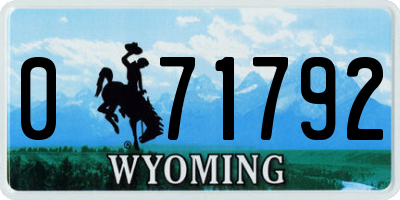 WY license plate 071792