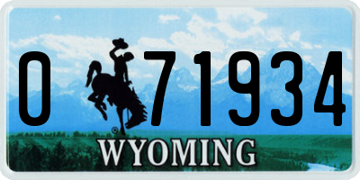 WY license plate 071934