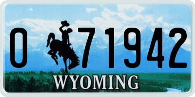 WY license plate 071942