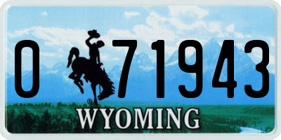 WY license plate 071943
