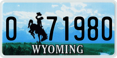WY license plate 071980