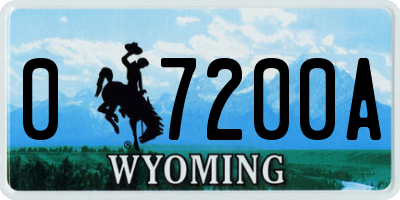 WY license plate 07200A